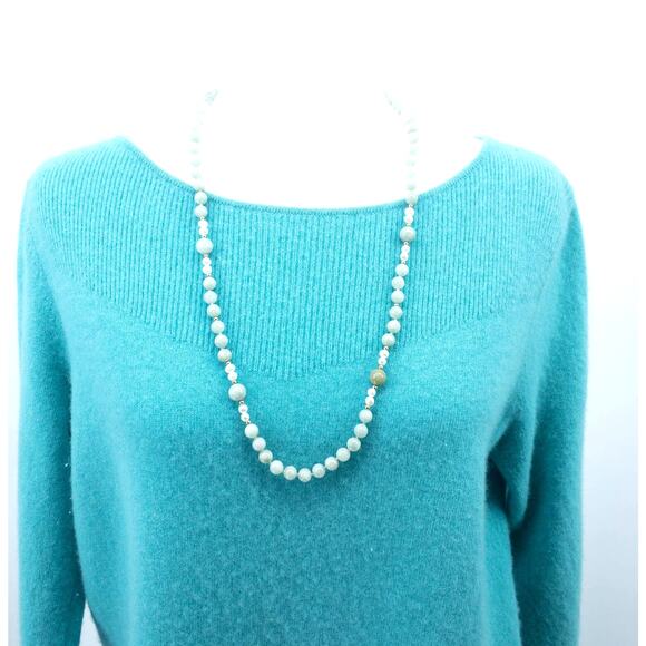 14K Burma Jadeite Fresh Water Pearls Gold Bead Necklace Strand 15" - Picture 2 of 12